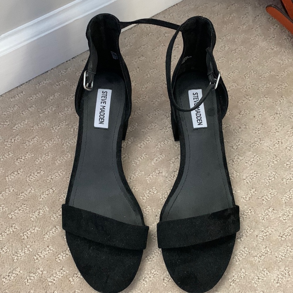 Steve Madden black suede heels.